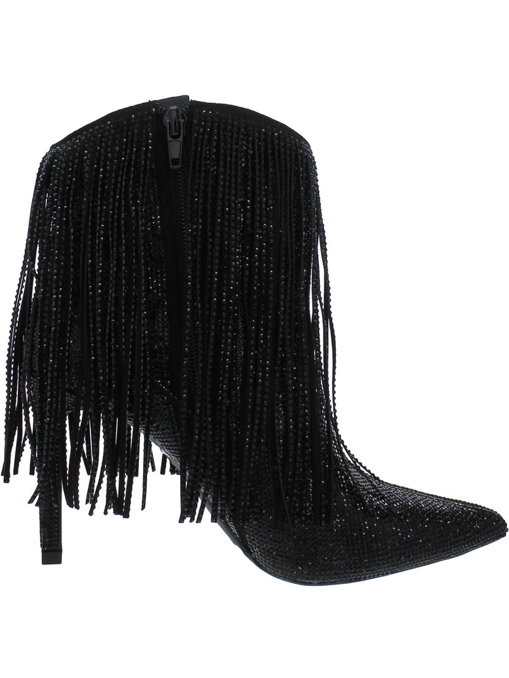 INC International Concepts Black Rhinestone Fringe Ankle Boots - Picture 3 of 12